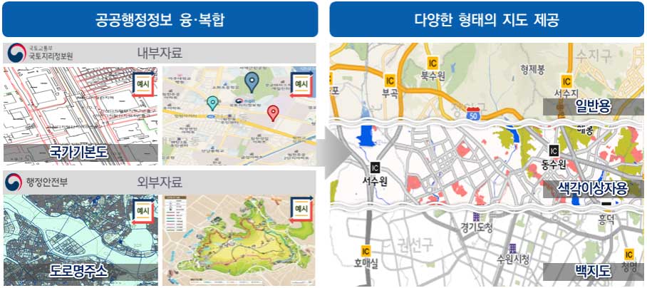 국가인터넷지도의 공공행정정보 융복합을 통한 다양한 형태의 지도 제공에 대한 이미지