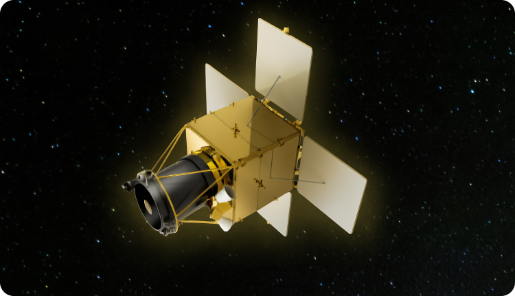 우주에서 촬영한 위성 센터 장비 사진